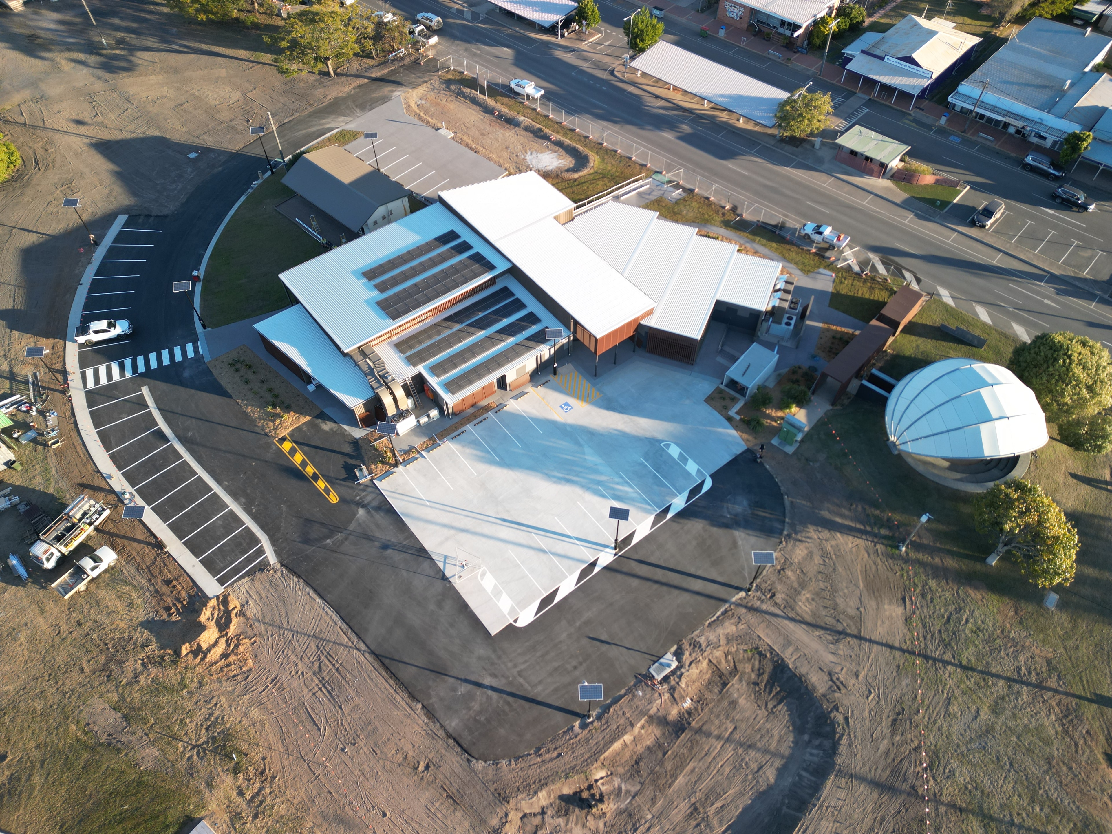 Aerial view of Moura Museum with rooftop solar installation